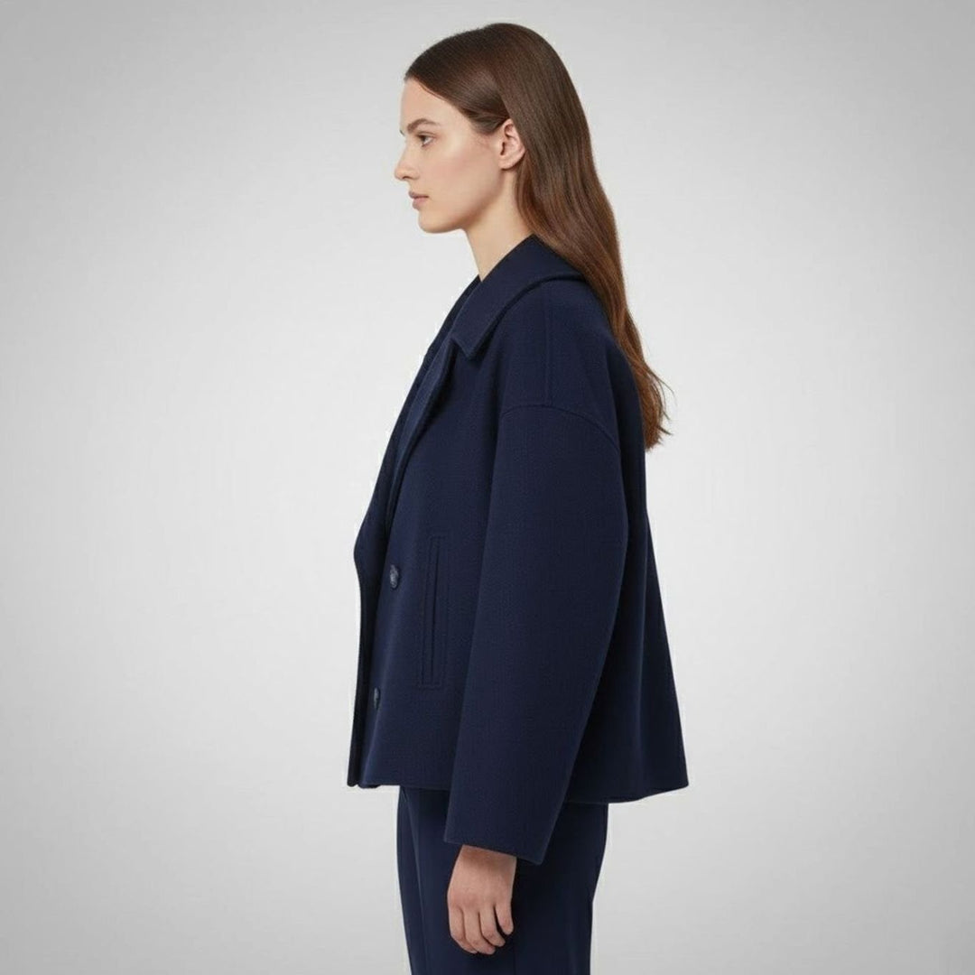 Women's Cropped Double-Breasted Short Jacket Tailored Coat