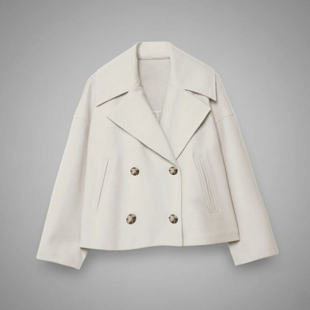 Women's Cropped Double-Breasted Short Jacket Tailored Coat
