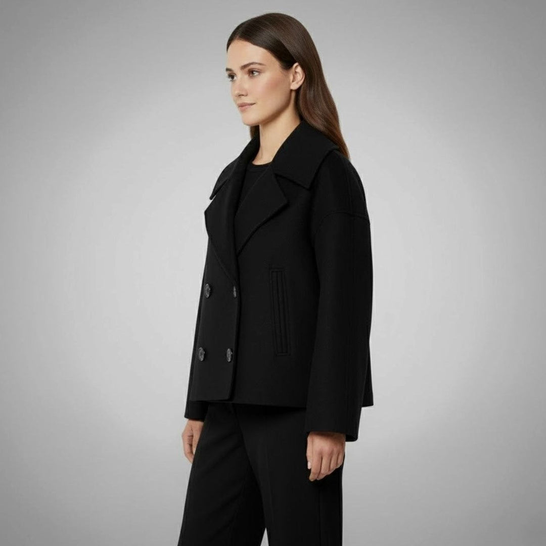 Women's Cropped Double-Breasted Short Jacket Tailored Coat