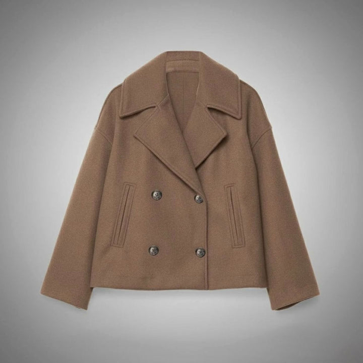 Women's Cropped Double-Breasted Short Jacket Tailored Coat