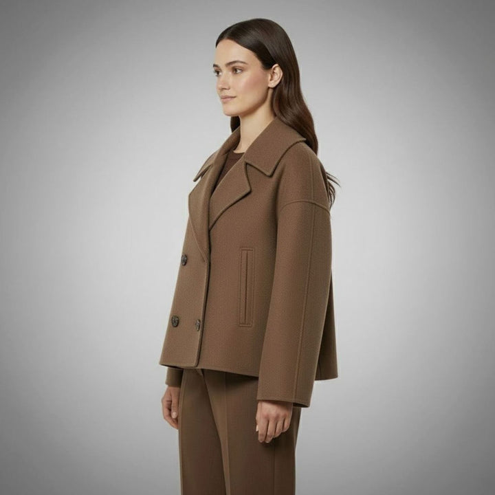 Women's Cropped Double-Breasted Short Jacket Tailored Coat