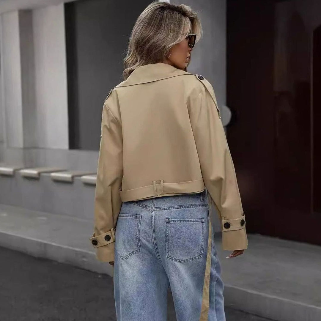 Women's Cropped Double-Breasted Trench Jacket