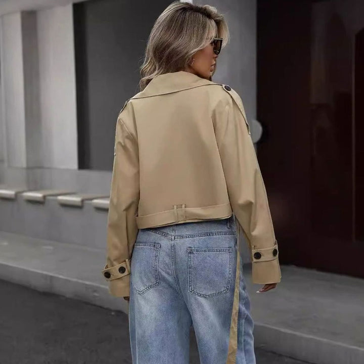 Women's Cropped Double-Breasted Trench Jacket