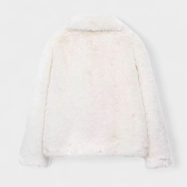 Women's Cropped Faux Fur Oversized-Collar Warm Jacket