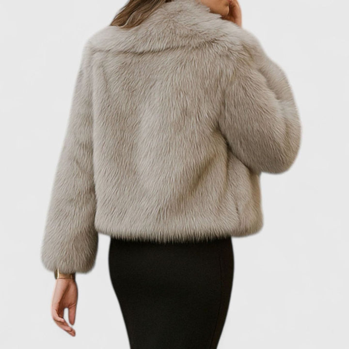 Women's Cropped Faux Fur Oversized-Collar Warm Jacket