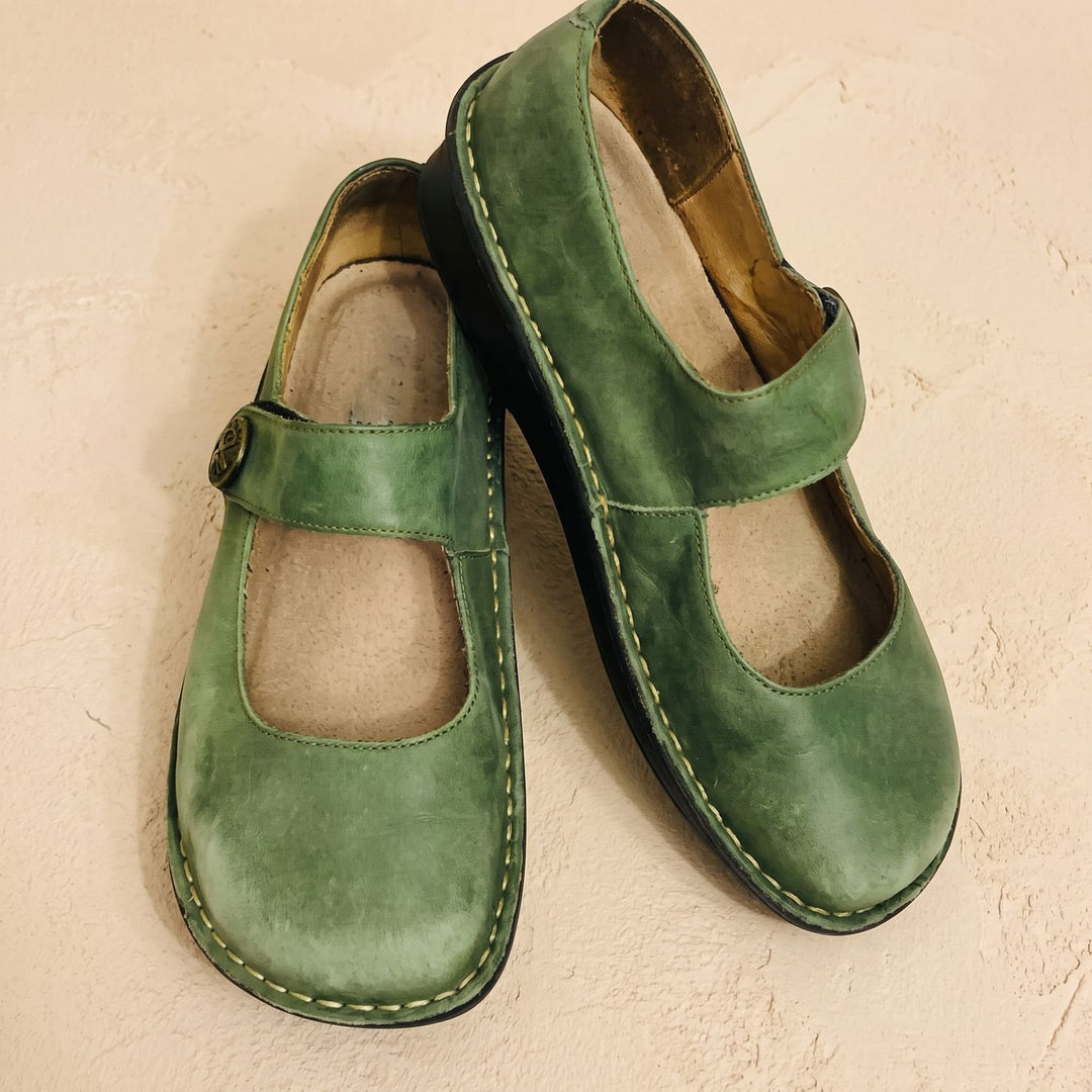 Women's Cushioned Mary Jane Walking Shoes Slip-On Flat - Green
