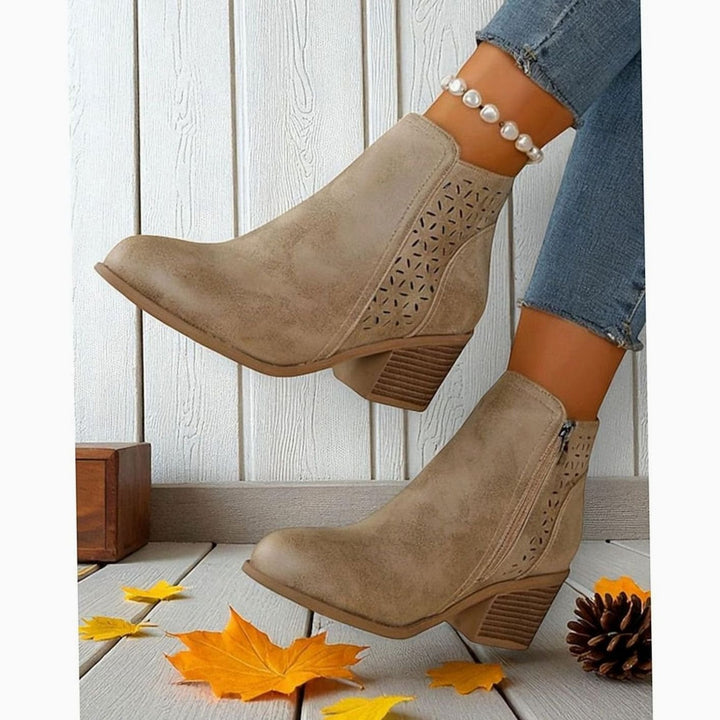 Women's Cutout Low Block-Heel Ankle Boots