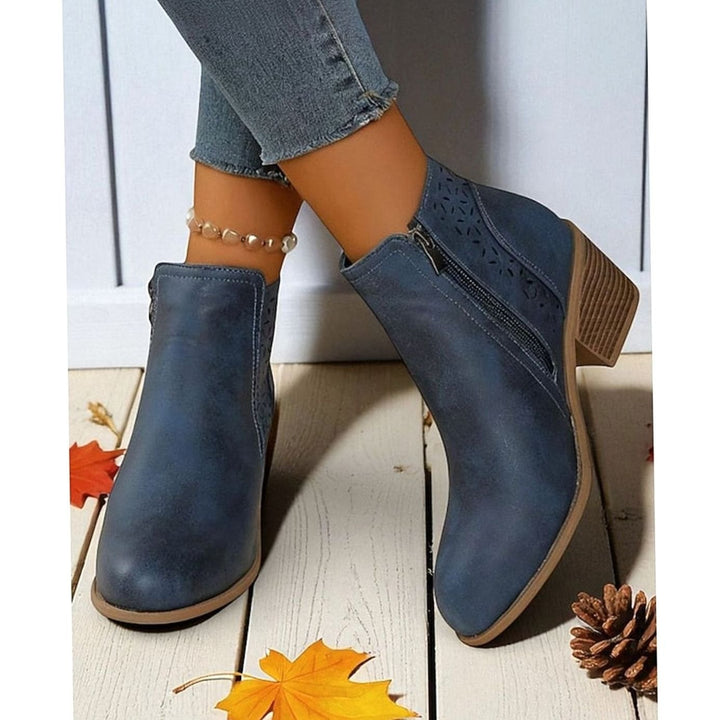 Women's Cutout Low Block-Heel Ankle Boots