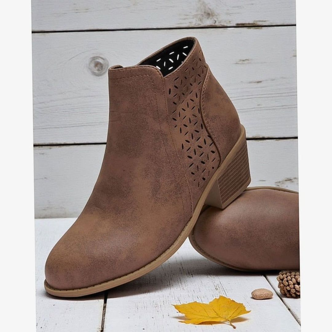 Women's Cutout Low Block-Heel Ankle Boots