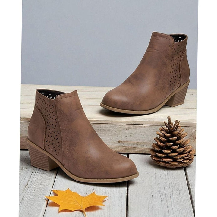 Women's Cutout Low Block-Heel Ankle Boots
