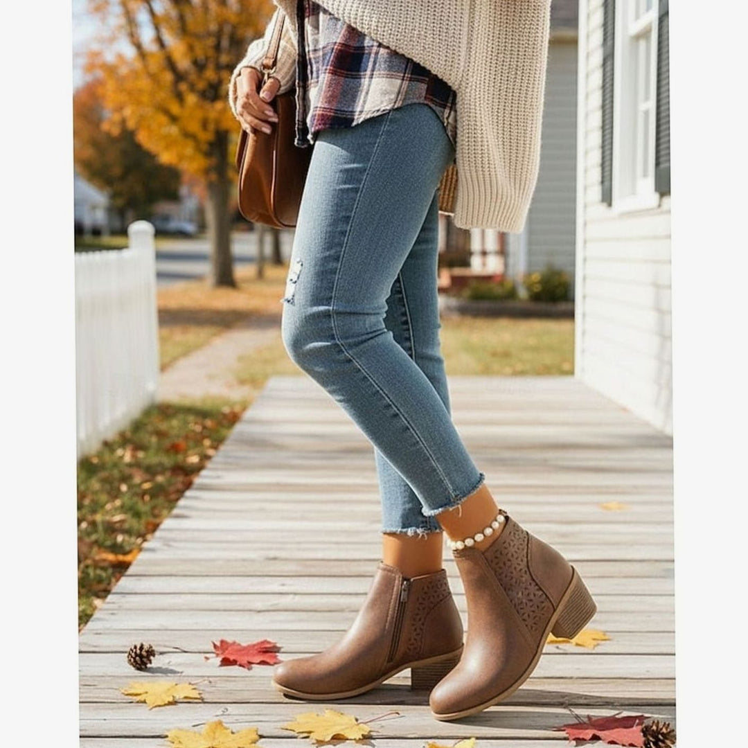 Women's Cutout Low Block-Heel Ankle Boots