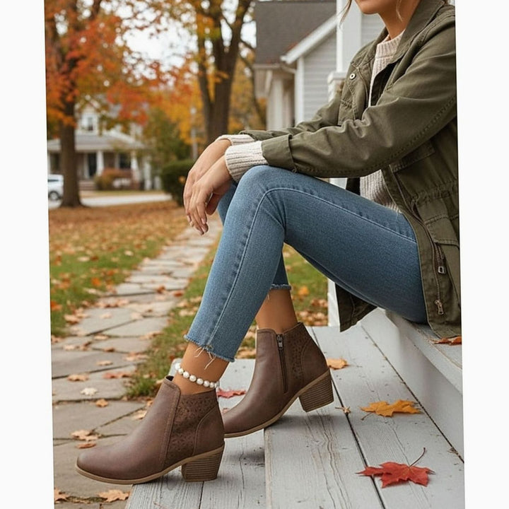 Women's Cutout Low Block-Heel Ankle Boots