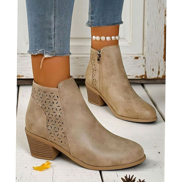 Women's Cutout Low Block-Heel Ankle Boots