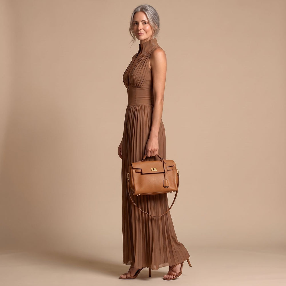 Women's Deep V-Neck Pleated Chiffon Wide-Leg Jumpsuit