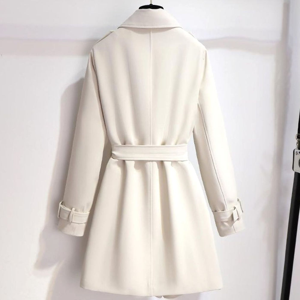 Women's Double-Breasted Belted Lapel Trench Coat