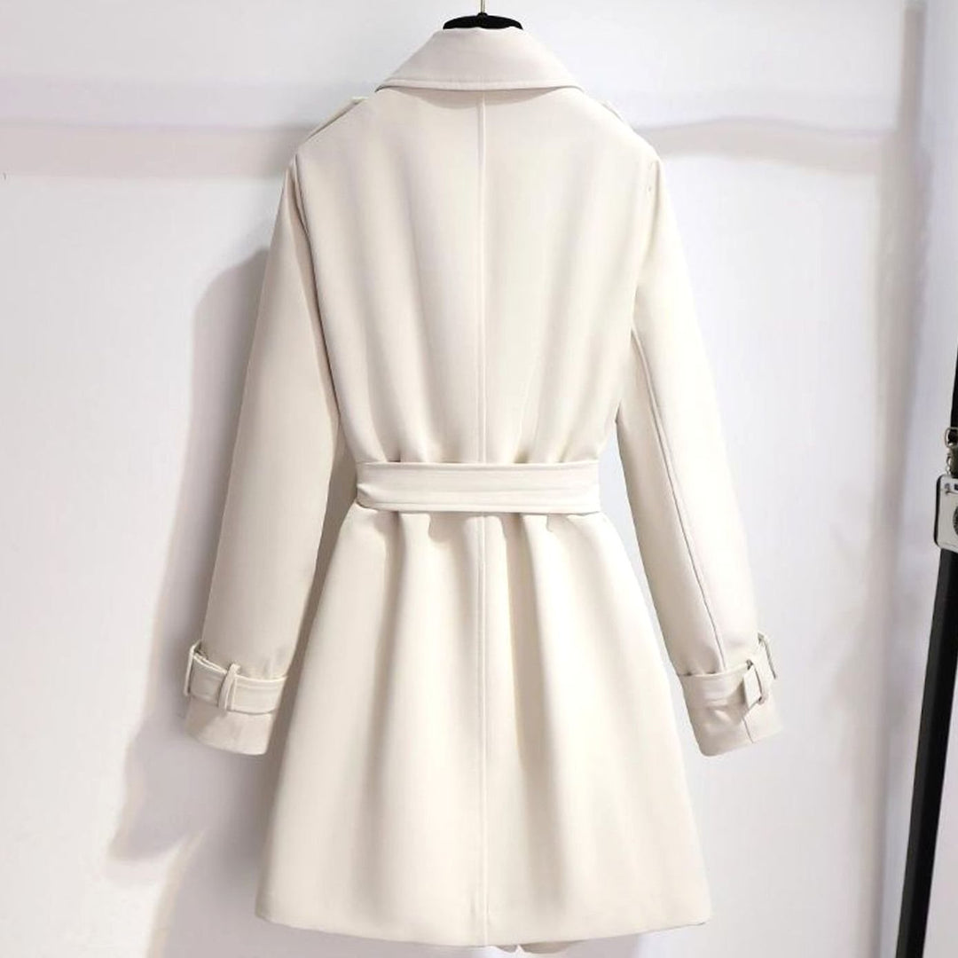 Women's Double-Breasted Belted Lapel Trench Coat