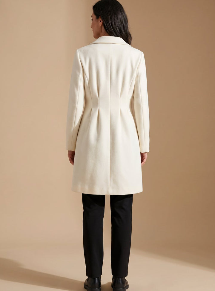 Women's Double-Breasted Knee-Length Flared Wool-Blend Coat