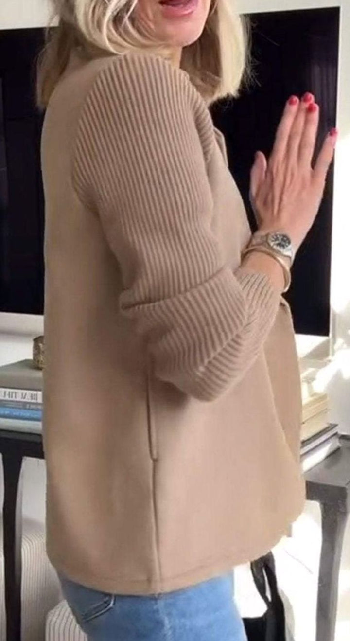 Women's Double-Breasted Knit Sleeve Wool-Blend Blazer