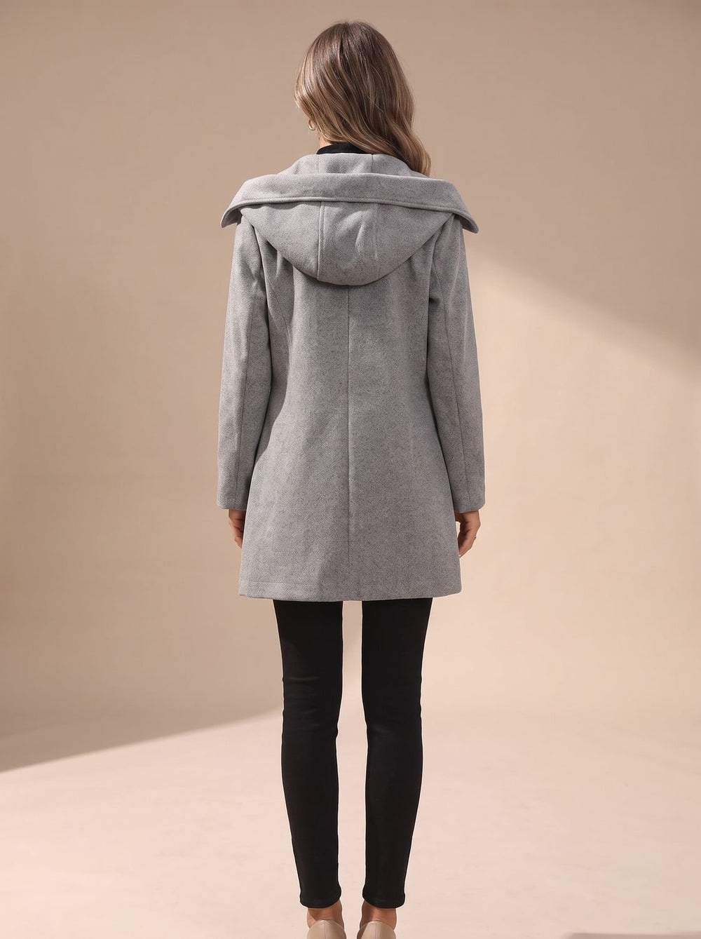 Women's Double-Breasted Lapel Wool-Blend Coat with Pockets