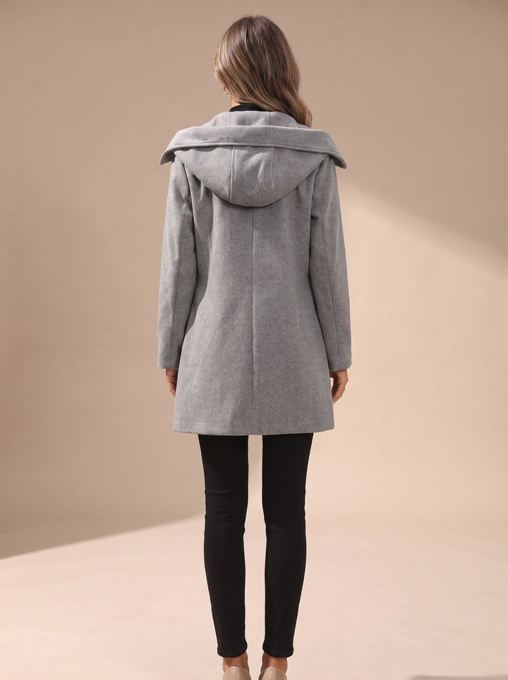 Women's Double-Breasted Lapel Wool-Blend Coat with Pockets