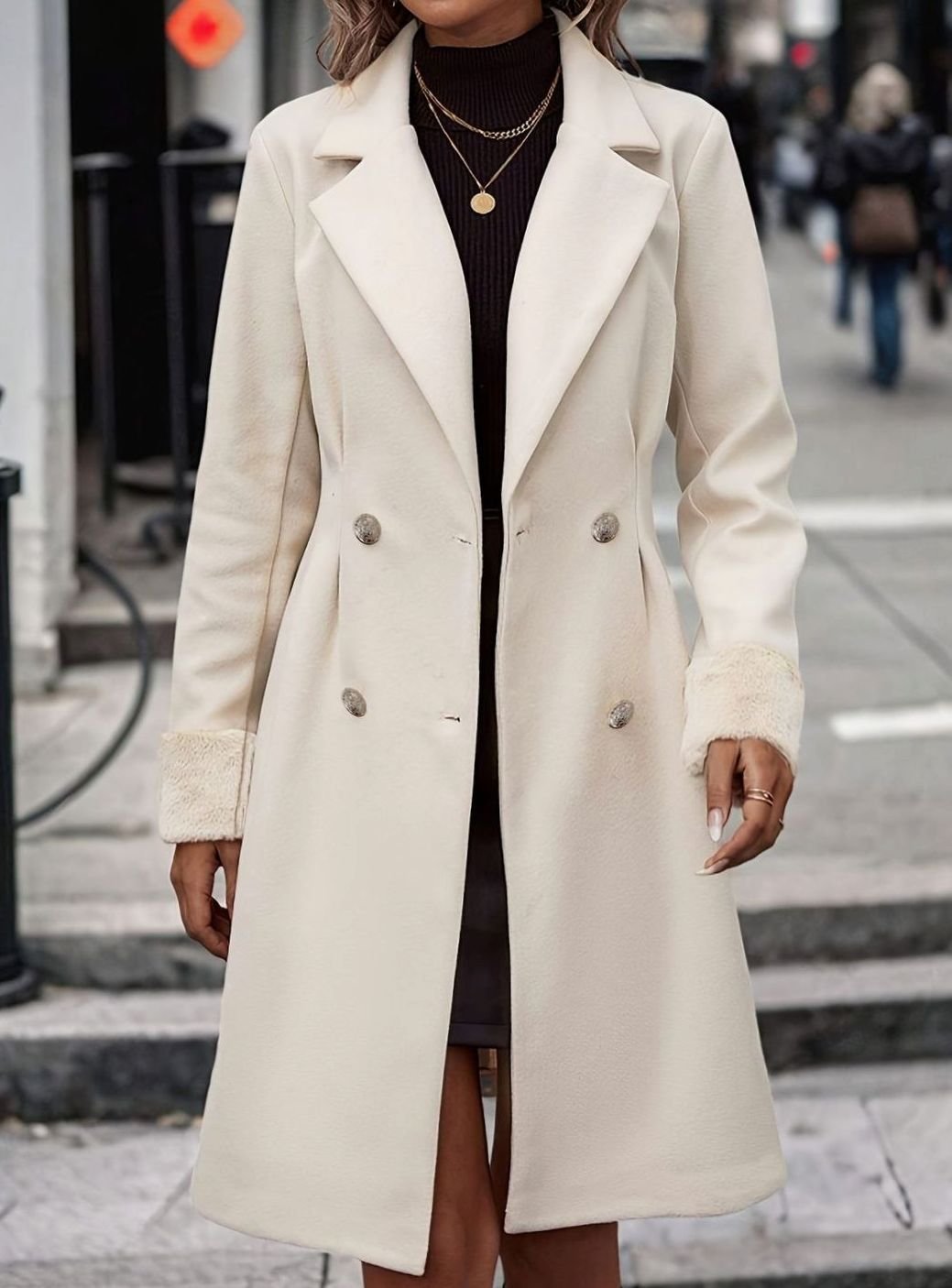 Women's Double-Breasted Longline Tailored Winter Coat