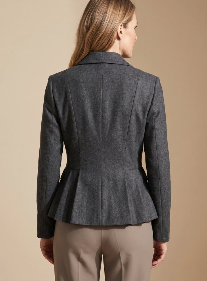 Women's Double-Breasted Peplum Blazer Notch Lapel Long Sleeve