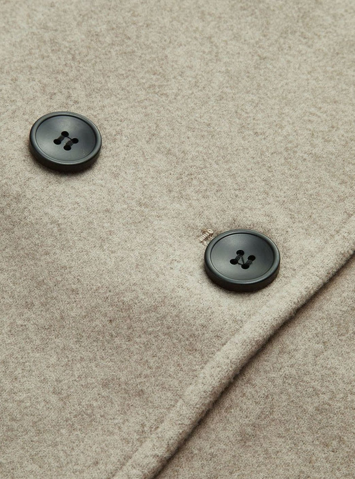 Women's Double-Breasted Stand-Collar Wool Pea Coat