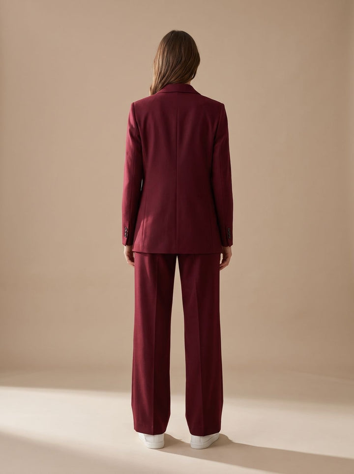 Women's Double-Breasted Tailored Wide-Leg Blazer Pants Suit Set