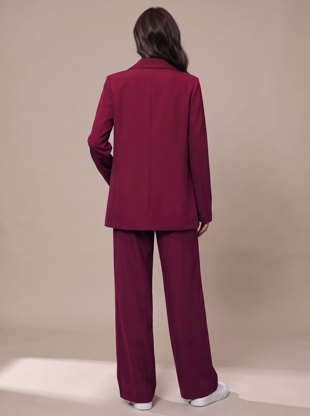 Women's Double-Breasted Tailored Wide-Leg Blazer Pants Suit Set