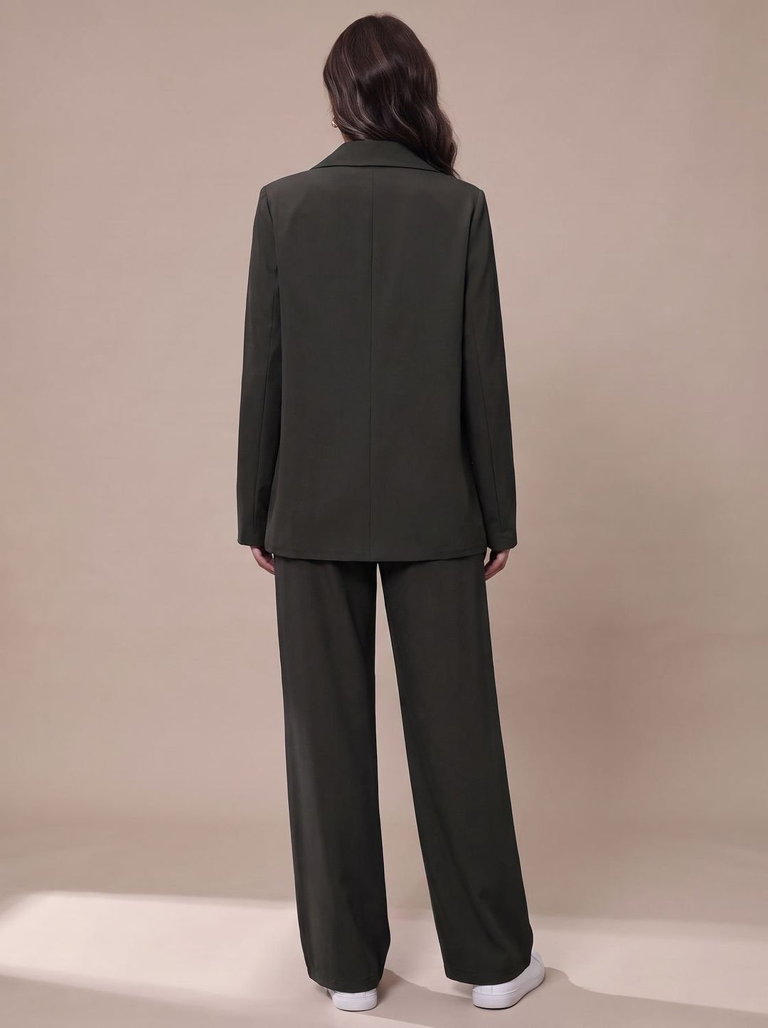 Women's Double-Breasted Tailored Wide-Leg Blazer Pants Suit Set