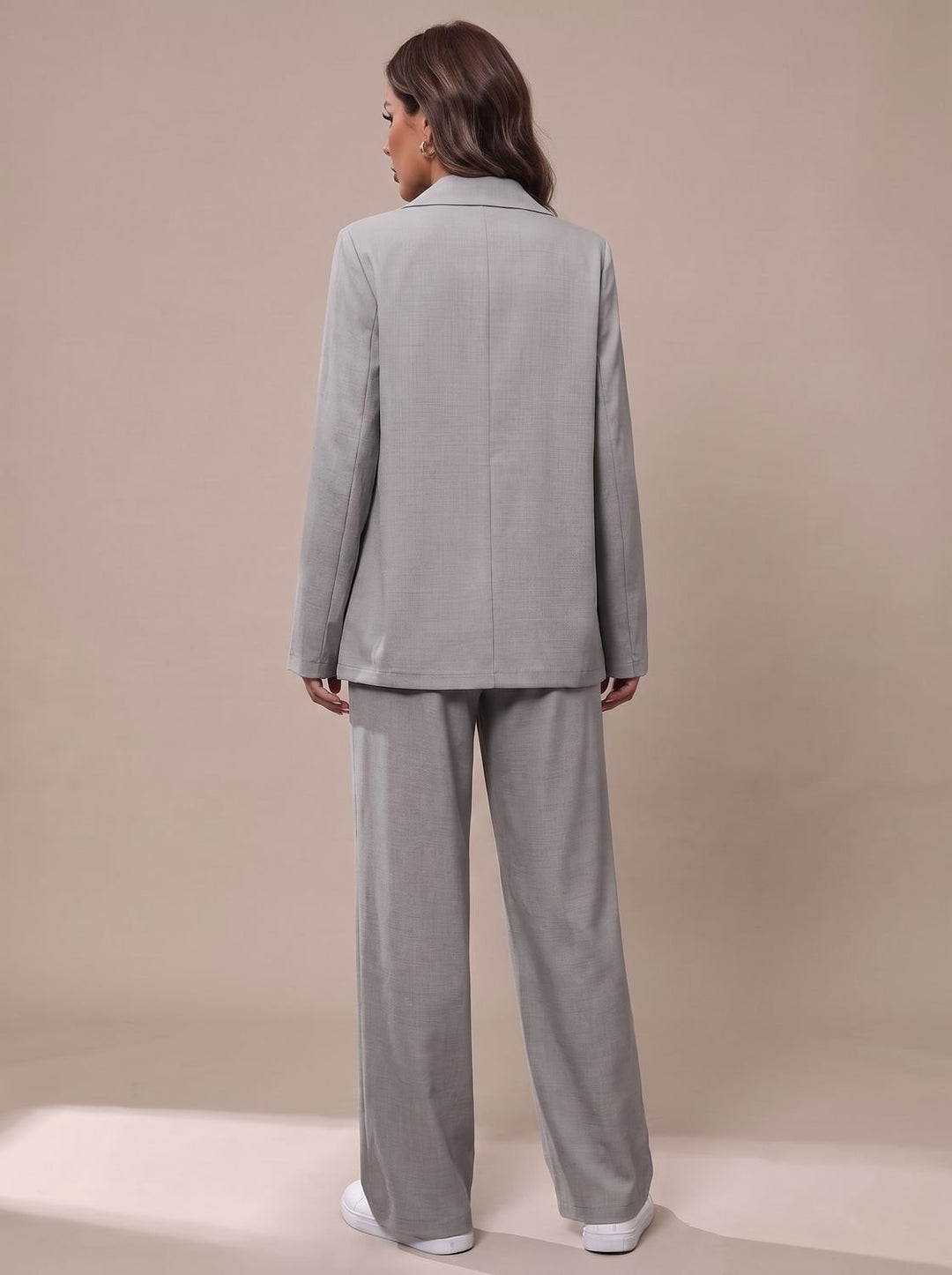 Women's Double-Breasted Tailored Wide-Leg Blazer Pants Suit Set