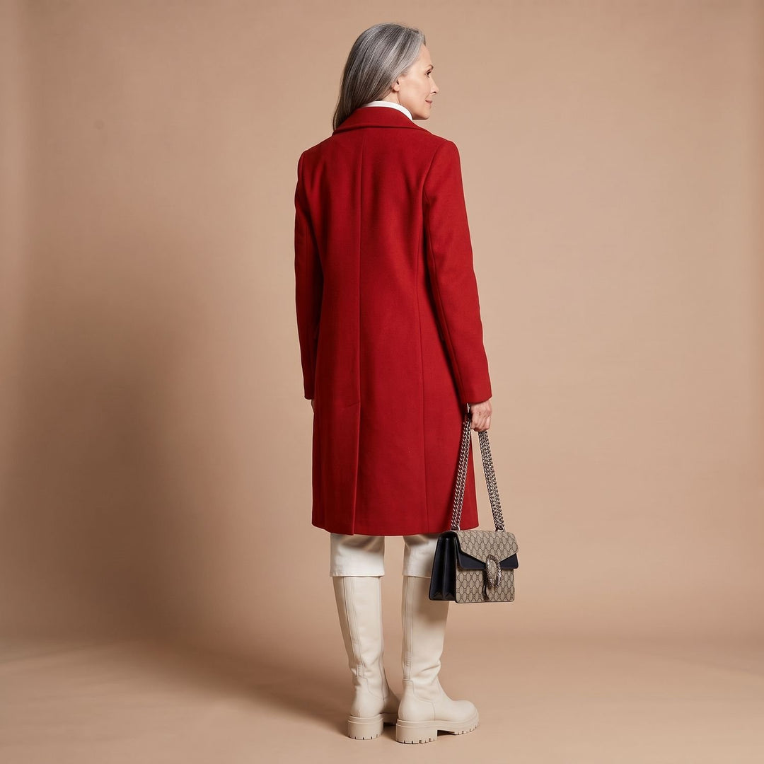 Women's Double-Breasted Tailored Wool-Blend Midi Coat