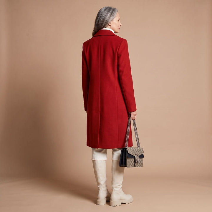 Women's Double-Breasted Tailored Wool-Blend Midi Coat
