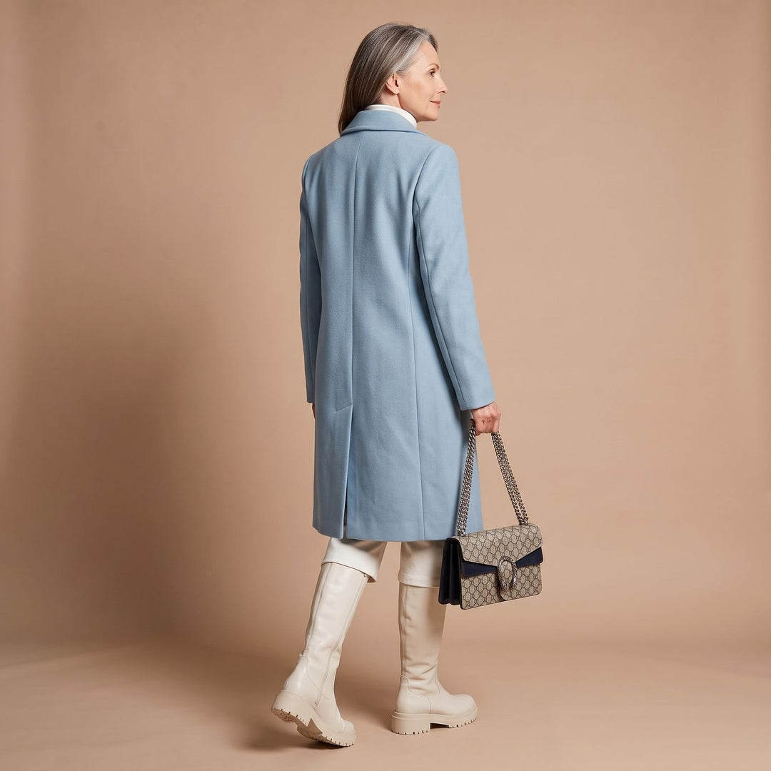Women's Double-Breasted Tailored Wool-Blend Midi Coat