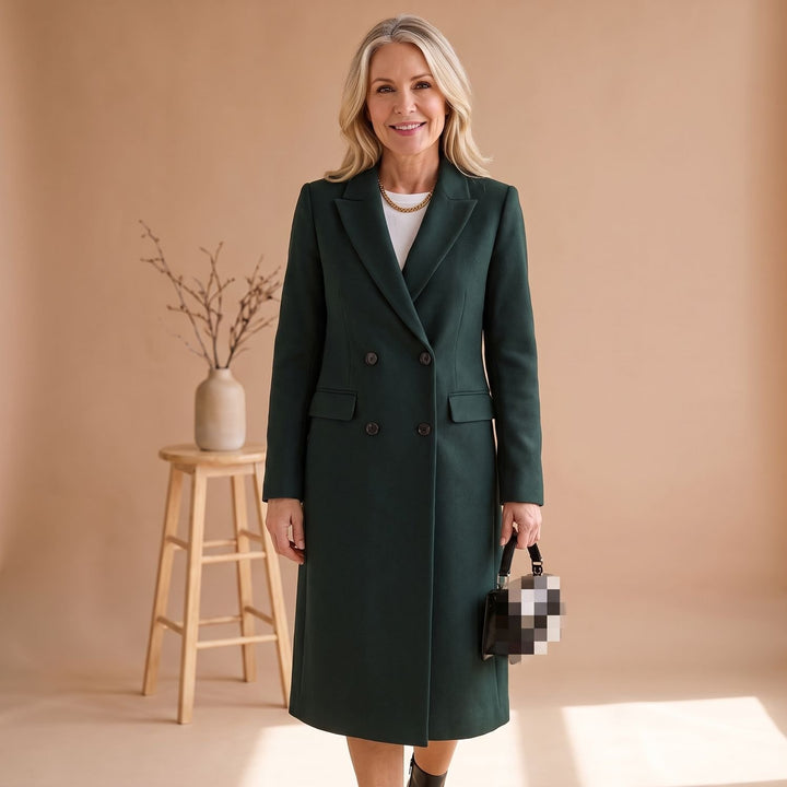 Women's Double-Breasted Wool Blend Longline Coat