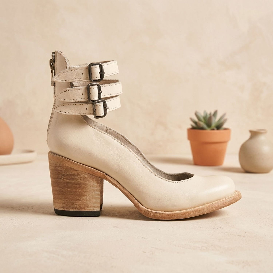 Women's Elegant Double-Buckle Block-Heel Ankle Boots