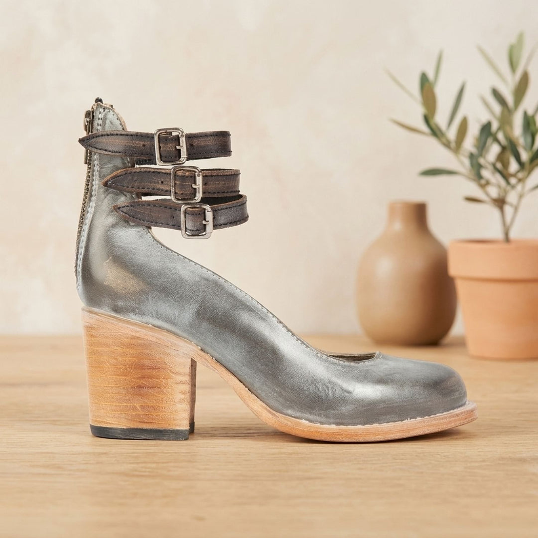 Women's Elegant Double-Buckle Block-Heel Ankle Boots