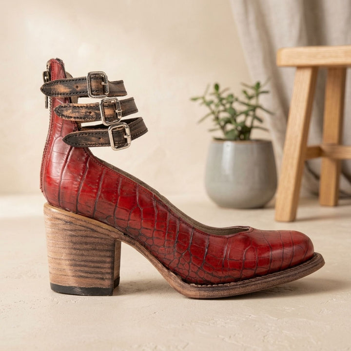 Women's Elegant Double-Buckle Block-Heel Ankle Boots
