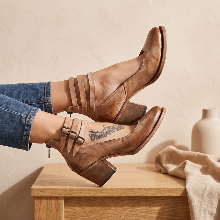Women's Elegant Double-Buckle Block-Heel Ankle Boots