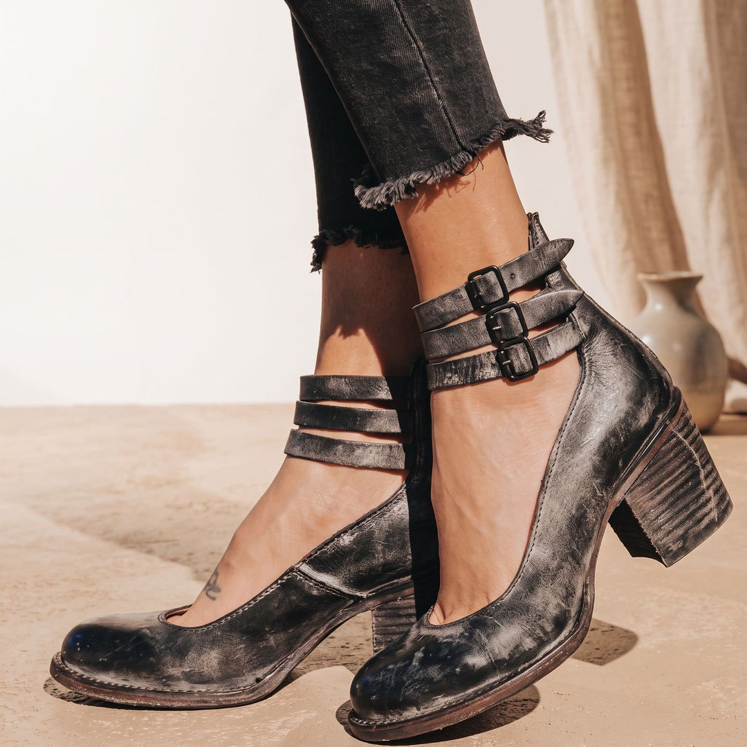 Women's Elegant Double-Buckle Block-Heel Ankle Boots