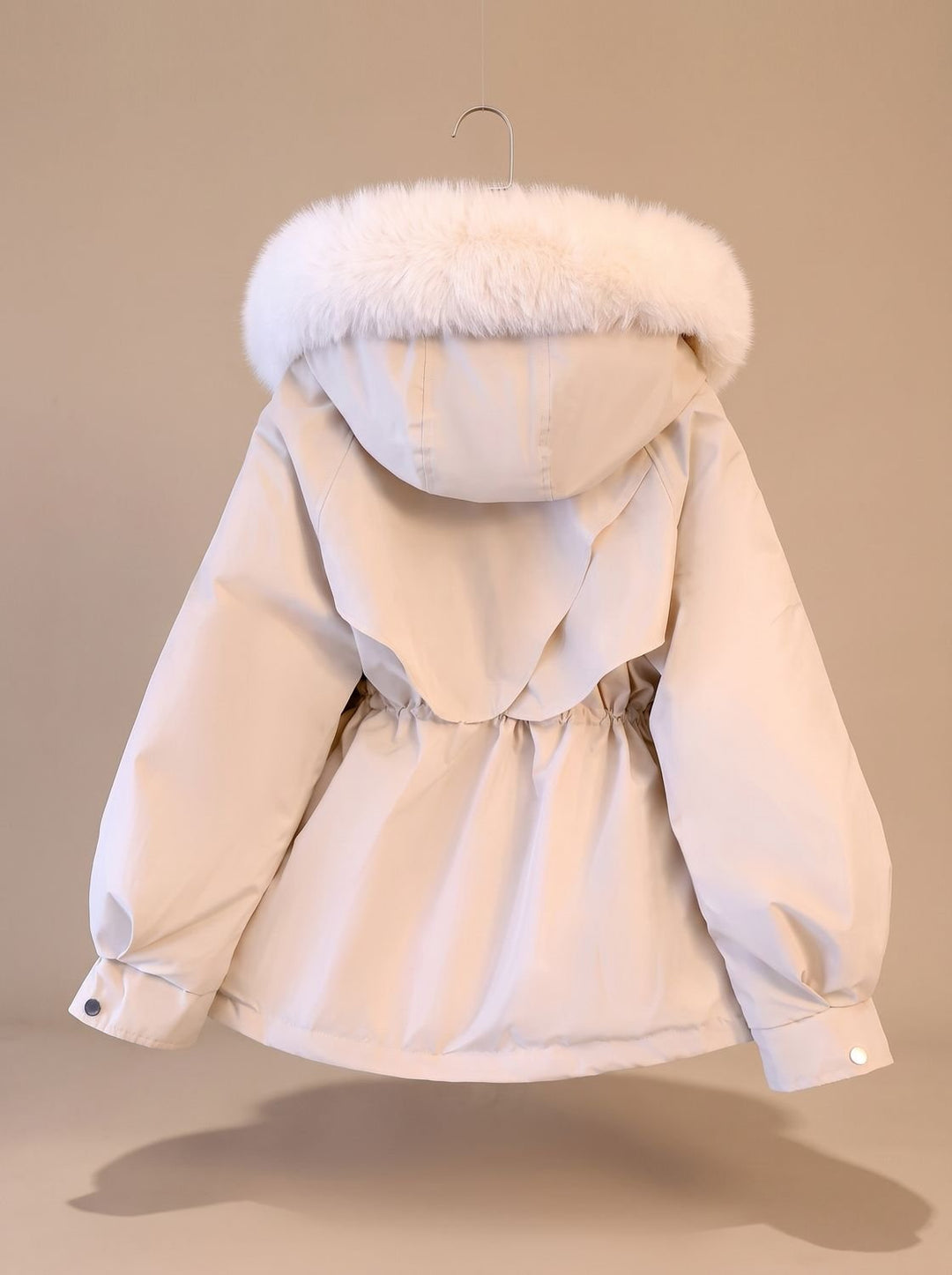 Women's Elegant Faux-Fur Hooded Drawstring Puffer Jacket