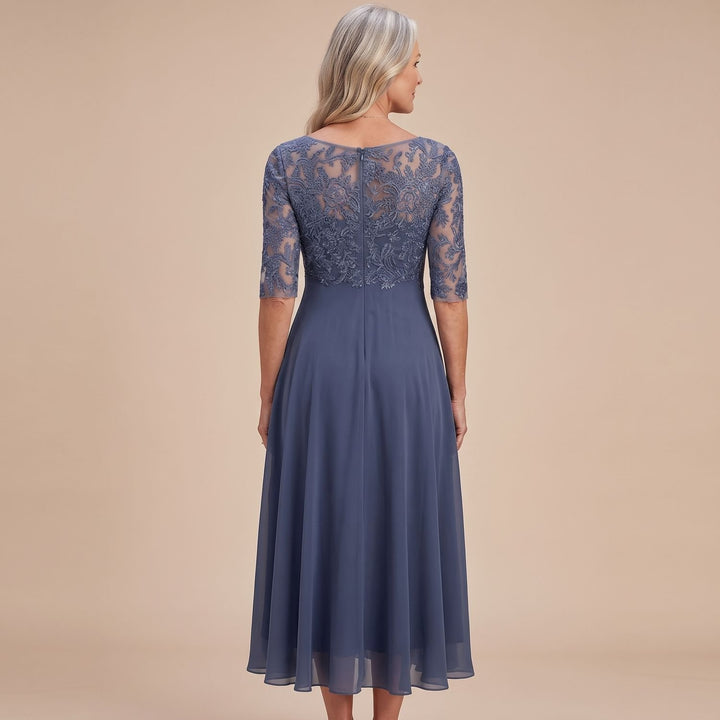 Women's Elegant Lace Dress Chiffon Midi A-Line