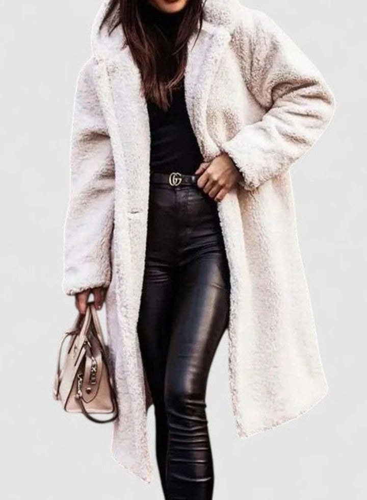 Women's Elegant Oversized Teddy Faux Fur Long Winter Coat - White