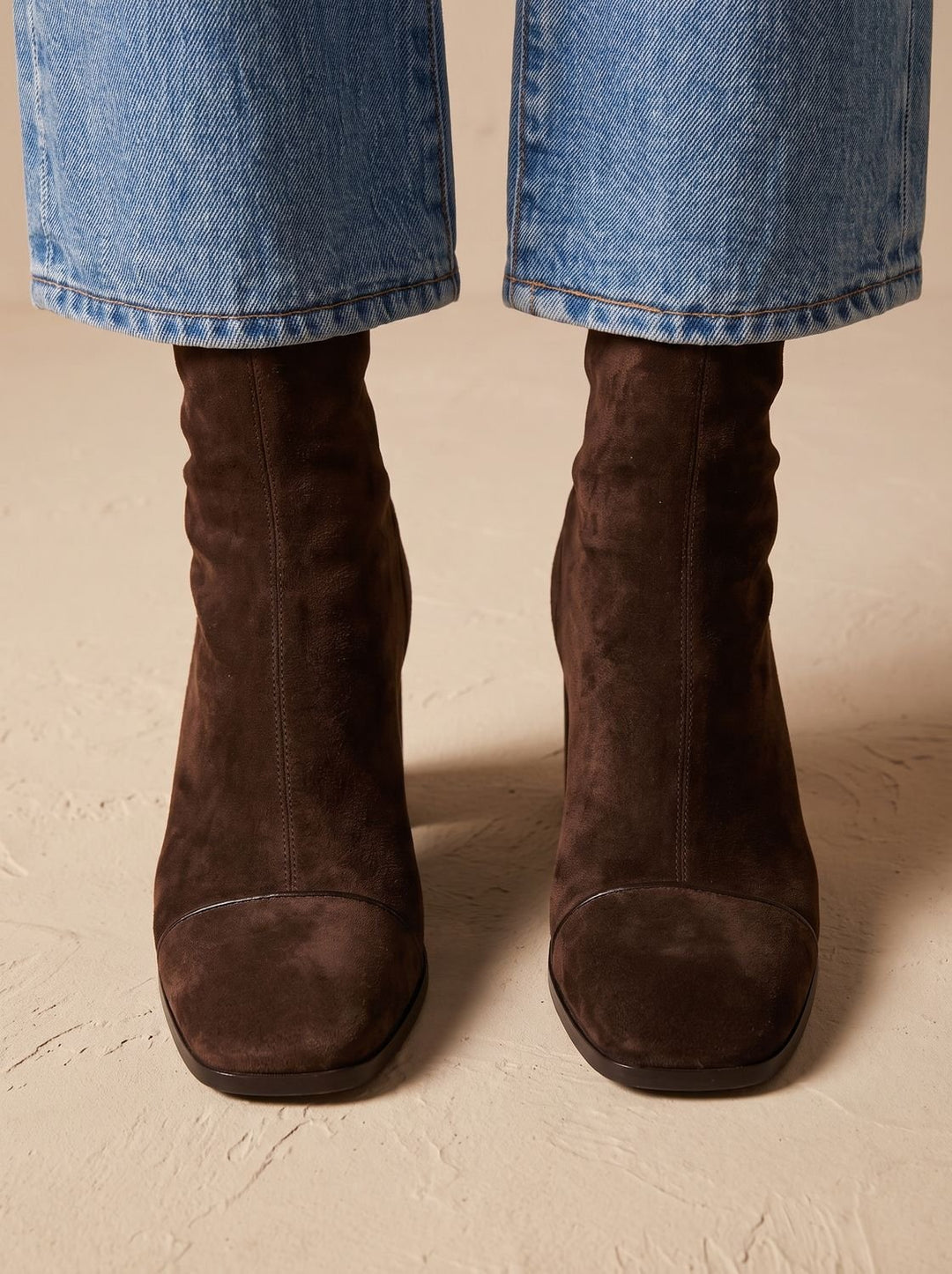 Women's Elegant Square-Toe Block-Heel Suede Mid-Calf Boots