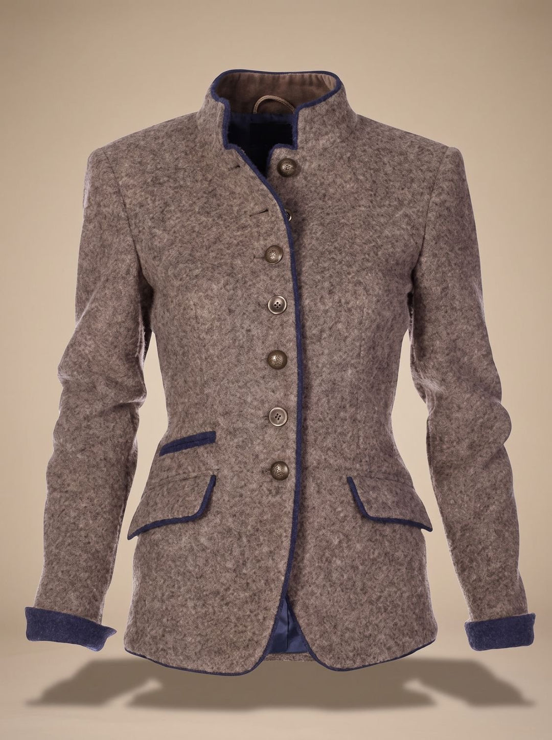 Women's Elegant Stand-Collar Button-Front Blazer Cardigan
