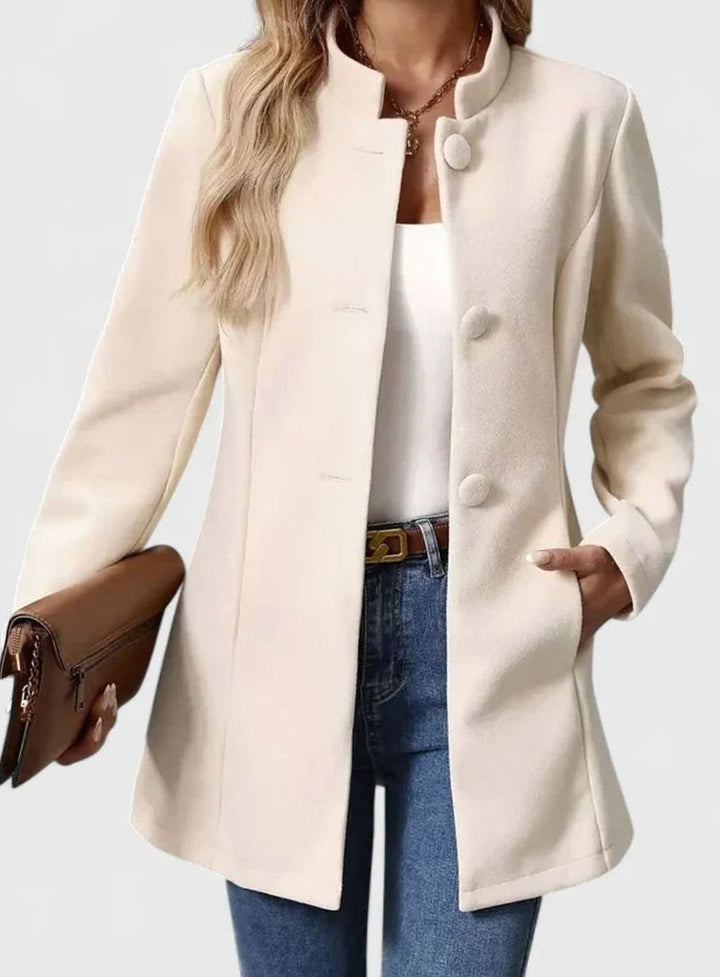 Women's Elegant Stand-Collar Button-Front Formal Jacket