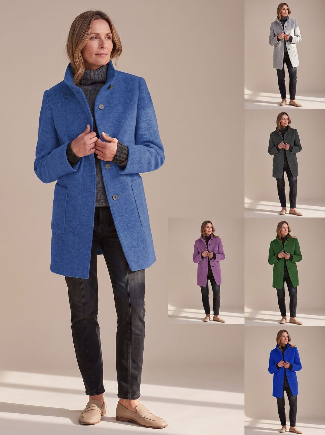 Women's Elegant Winter Coat Stand-Collar Button-Front