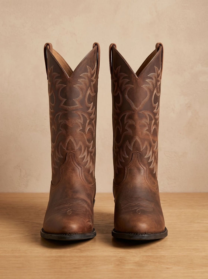 Women's Embroidered Mid-Calf Block-Heel Cowboy Boots