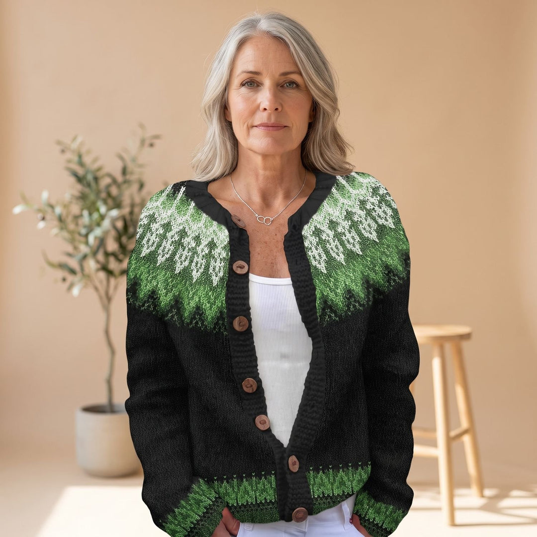 Women's Fair Isle Button-Front Knit Cardigan Sweater