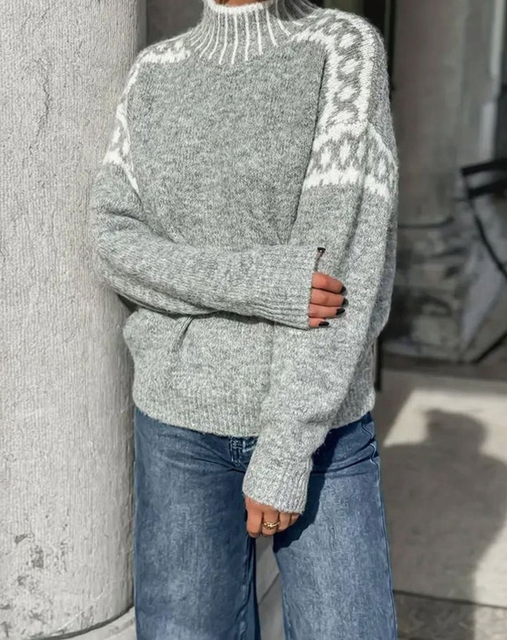 Women's Fair Isle Turtleneck Relaxed-Fit Knit Sweater